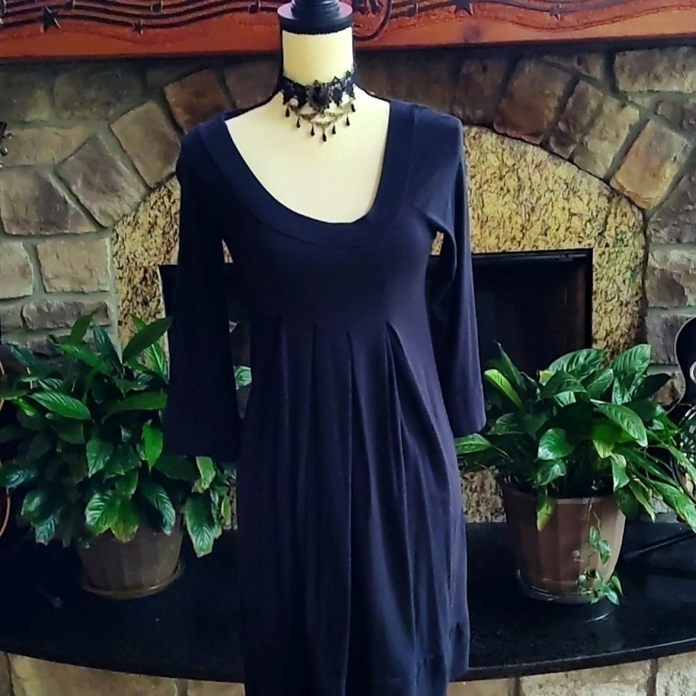 Black Knit/Cotton Long Sleeve Dress Size S